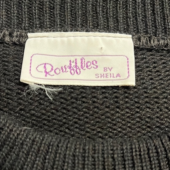 Rouffles by Sheila Vintage Crewneck Cotton Sweater Faux Suade Geometric Patterns - Picture 4 of 6